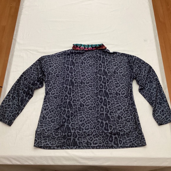 Crazy Train Leopard Print Geometric Pocket Quarter Zip Pullover Women's 2X - Picture 8 of 8